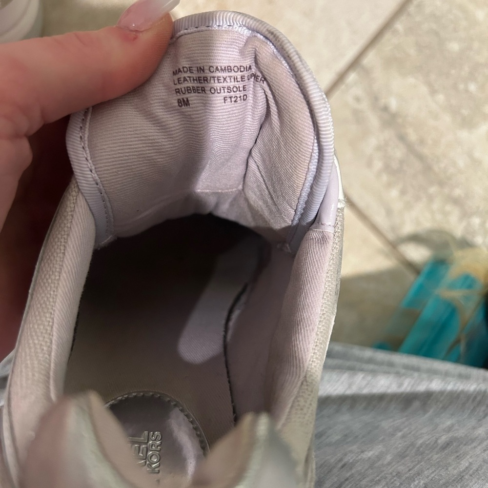 Michael Kors Silver and White Lace-Up Sneakers - Picture 6 of 6